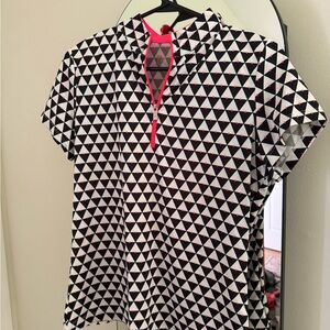 TAIL White Label Geo Triangle Golf Polo with Neon Pink Trim